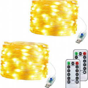 Set de 2 instalatii ITICdecor, LED, alb cald, 10 m
