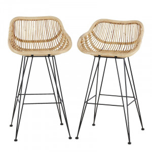 Set de 2 scaune de bar Beaconsfield, maro/negru, 97 x 52 x 52 cm