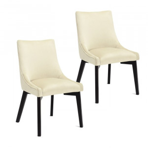 Set de 2 scaune de masa tapitate Buren, Bej, 86 x 54 x 62 cm