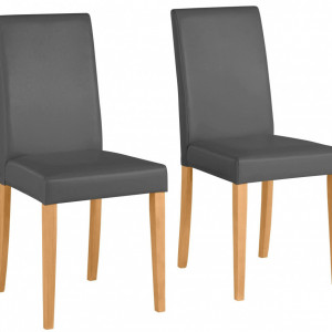 Set de 2 scaune Lucca, piele sintetică, gri , 43 x 56 x 92 cm
