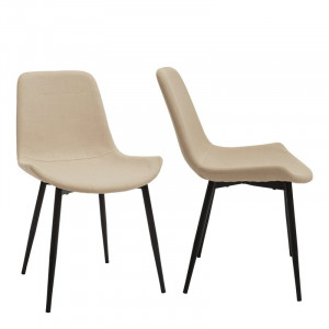 Set de 2 scaune Moon, tapitate, bej/negru, 82 x 48 x 44 cm