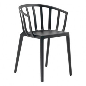 Set de 2 scaune Venice, policarbonat, negru mat, 52,2 x 51 x 75 cm