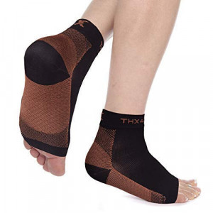 Set de 2 sosete de compresie Thx4COPPER, textil, maro/negru, marimea XL