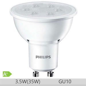 Set de 2 spoturi LED Philips 3.5W GU10 , lumina calda, alb