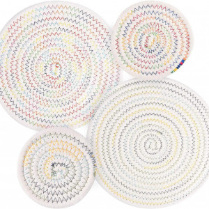 Set de 2 suporturi pentru cana/castron DAFROH, bumbac, rotund, multicolor, 12 cm / 18 cm