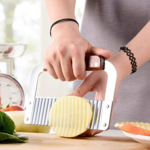 Set de 2 taietoare pentru fructe/legume Ook, otel inoxidabil/lemn/plastic, argintiu/negru/maro