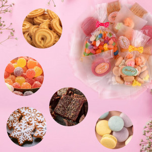 Set de 200 pungi pentru dulciuri ASTARON, plastic, transparent, 10/15 cm