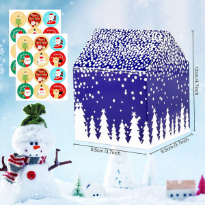 Set de 24 cutii pentru prajituri Qpout, carton, alb/albastru/rosu, 9,5 x 9,5 x 12 cm