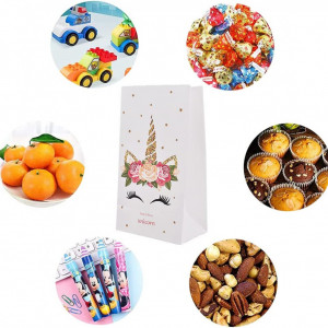Set de 24 pungi pentru cadouri unicorn Ropniik, hartie, multicolor, 21 x 11,5 cm