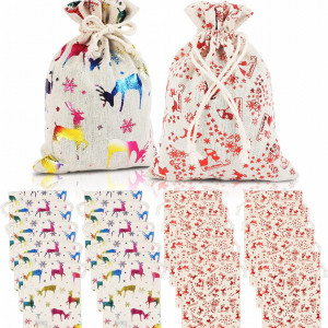 Set de 24 saculeti pentru calendar de advent LANMOK, panza, multicolor, 18,3 x 13,3 cm