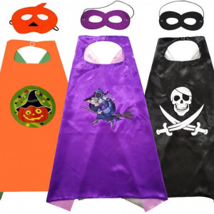 Set de 3 costume cu masti si pelerine pentru copii cykapu, matase, multicolor, 63,5 x 68 cm / 16 x 11 cm