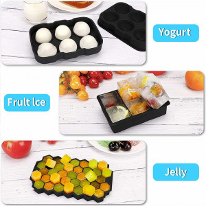 Set de 3 forme pentru cuburi de gheata ZHIYUANFANG, silicon, negru