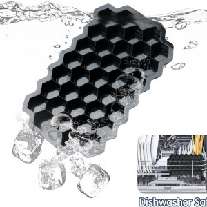 Set de 3 matrite de gheata cu capac AcrossSea, hexagonal, silicon, negru, 13 x 21 cm
