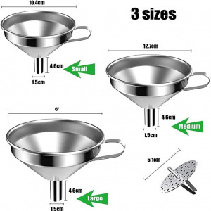 Set de 3 palnii cu filtre Retoteng, otel inoxidabil, argintiu, 15 cm / 13 cm / 11 cm