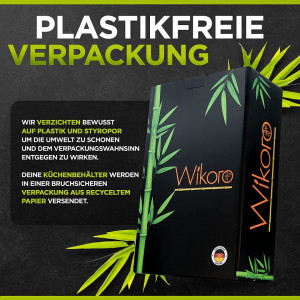 Set de 3 recipiente pentru alimente Wikoro, sticla/bambus, transparent/natur