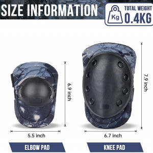 Set de 4 protectii coate/genunchi pentru ciclism BAIGIO, nailon/plastic/TPU, negru/camuflaj,