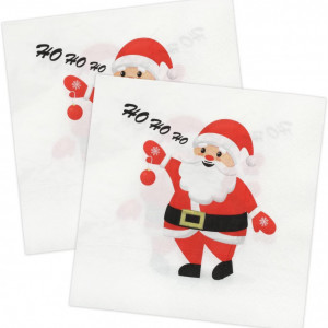 Set de 40 servetele pentru Craciun TAROME, hartie, rosu/alb, 33 x 33 cm