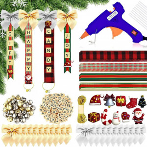 Set de 48 accesorii pentru decoratiuni de Craciun TUIBEIDAMAI, lemn/textil, multicolor