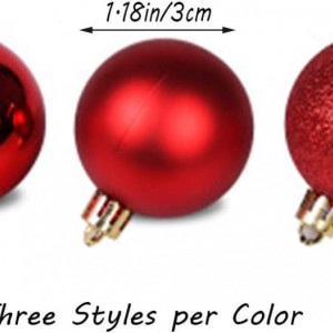 Set de 48 globuri Xinlie, plastic, auriu/rosu, 3 cm
