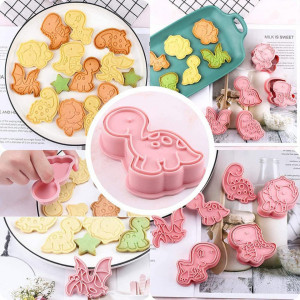 Set de 6 forme pentru prajituri , dinozauri, plastic, roz
