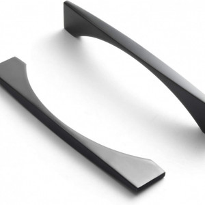 Set de 6 manere pentru mobilier Goo-Ki, aliaj de zinc, negru mat, 147 x 25 mm