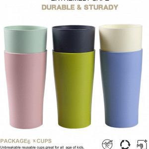 Set de 6 pahare Greentainer, plastic, multicolor, 12,9 x 7,3 cm, 400 ml