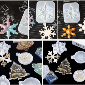Set de 9 matrite pentru decoratiuni de Craciun Keyzone, silicon, alb