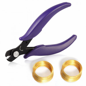 Set de cleste si 200 inele de sarma pentru creare bijuterii SPEEDWOX, metal, negru/violet/auriu, 140 x 50 mm