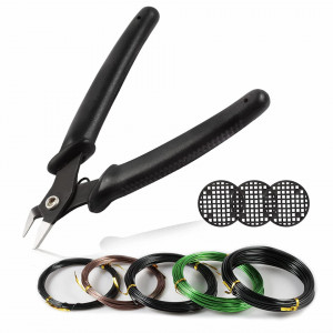 Set de cleste si 6 role de sarma pentru bricolaj LEONTOOL, metal, multicolor, 120 x107 x 90 mm/ 10 m