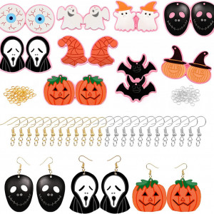 Set de creatie cu 9 matrite si 100 carlige pentru cercei de Halloween Pwsap, silicon/metal, multicolor