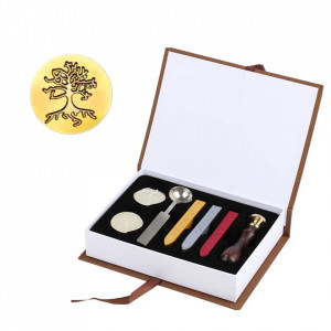 Set de cutie cu 7 accesorii pentru sigiliu ceara SVUPUE, multicolor, metal/lemn, 19.5 x 14.3 x 4.4 cm