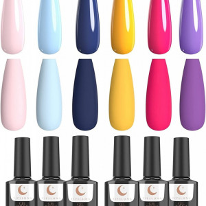 Set de lac semipermanent pentru unghii Delanie, 6 piese, multicolor, 8,5 ml