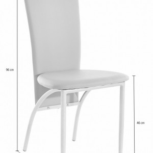 Set de living Norma/Nicole 4 scaune piele sintetica + 1 masa cu blat de sticla, alba, 120 x 80 x 76 cm