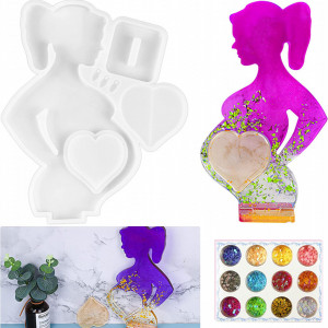 Set de matrita pentru rama foto si 12 culori sclipitoare Osugin, silicon, multicolor, 27 x 22 cm