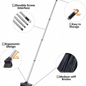 Set de matura cu maner reglabil perie, pieptene si suport de perete CHOREASY, plastic/metal, gri/albnegru