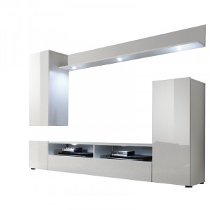 Set de mobilier pentru living Dominique, MDF, alb, 208 x 165 x 33 cm