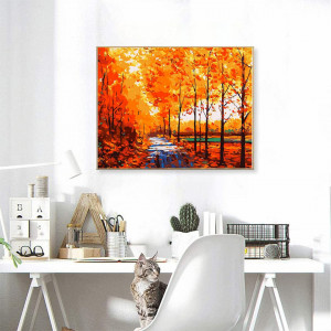Set de pictura cu numere Fuumuui, peisaj, vopsea in ulei, multicolor, 40 x 50 cm