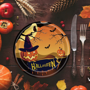 Set de vesela de 69 piese pentru halloween Metaparty, hartie, multicolor