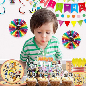 Set de vesela pentru petrecere copii Nesloonp, hartie/plastic, multicolor, 82 piese