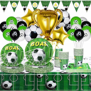 Set de vesela pentru petrecere fotbal Formemory, multicolor, hartie 95 piese, 20 persoane