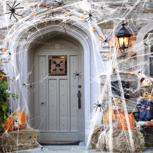 Set panza si 30 paianjeni pentru Halloween Aiweomi, plastic, alb/negru