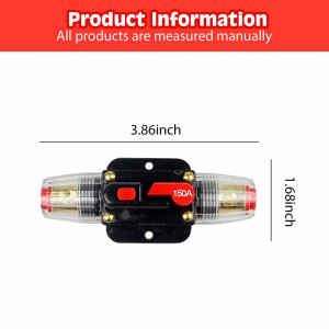 Siguranta resetabila pentru protectia sistemului audio auto Sporgo, aliaj, 150 A, 10 X 4 cm