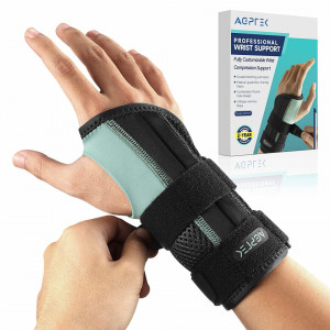 Suport pentru incheietura mainii AGPTEK, dreapta, negru textil/aluminiu, S, 13-20 cm