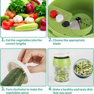 Taietor manual pentru legume Sweetiday, plastic/otel inoxidabil, alb/verde/transparent, 15 x 8,4 cm