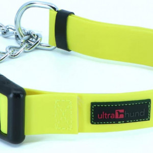 Zgarda pentru caine Ultrahund, polimer/metal, galben deschis, 31-41 cm