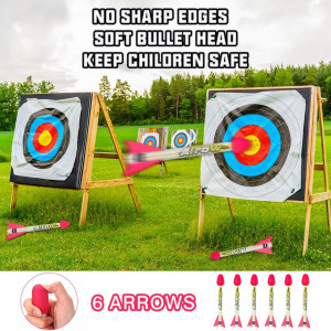 Arc cu sageti si gloante pentru copii 6-11 ani HOGOKIDS, ABS/spuma, plastic, rosu/albastru,