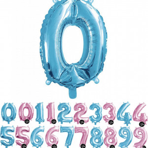Balon aniversar Haioo, cifra 0, albastru, 66 cm