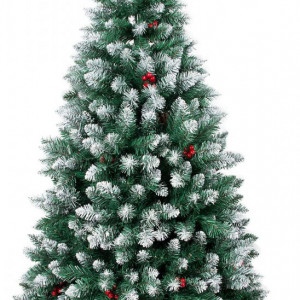 Brad artificial de Craciun Sunjas, alb/verde /rosu, PVC, 120 cm