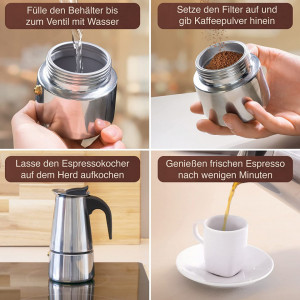 Cafetiera Esperanca, otel inoxidabil, argintiu, 200 ml, 18 cm