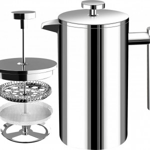 Cafetiera Kichly, otel inoxidabil, argintiu, 1L